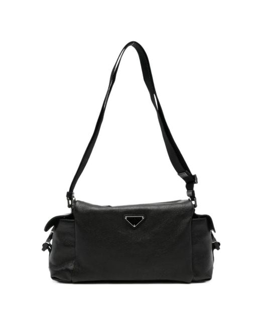 Prada Black Logo-Plaque Shoulder Bag for men
