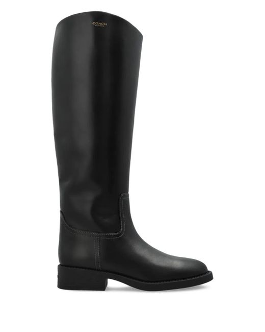 COACH Black Zip Leather Boots