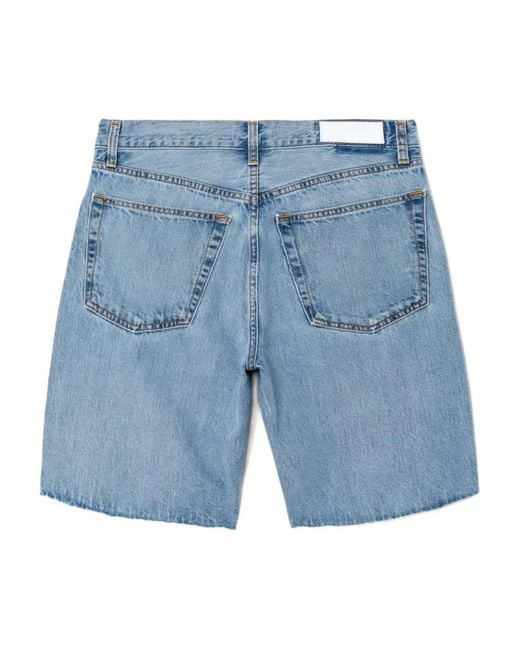 Re/done Blue 90S Comfort Frayed-Hem Denim Shorts