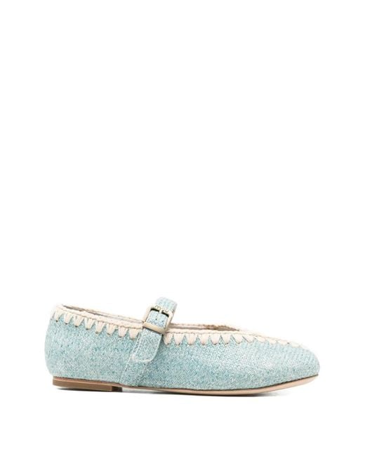 Mou Blue Round-Toe Ballet Flats