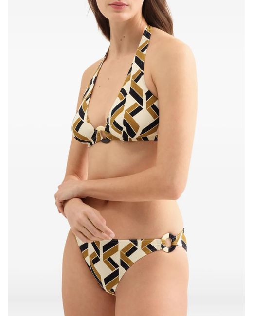 Eres Metallic Dimension Geometric-Print Triangle Bikini Top