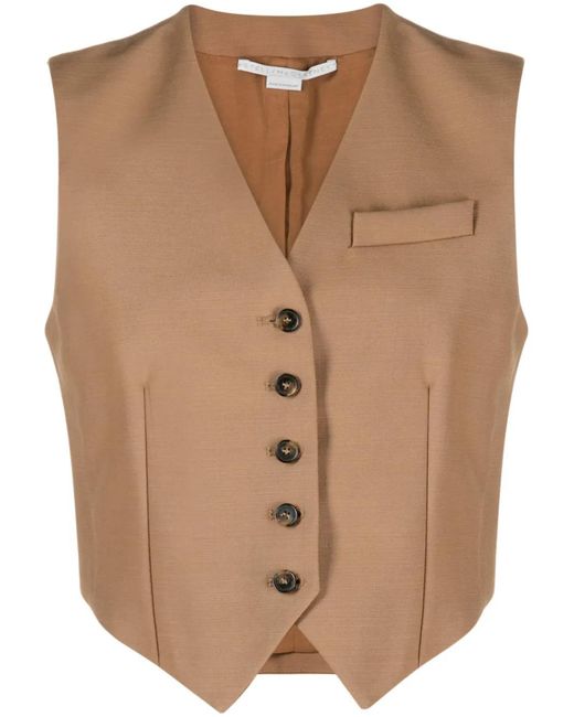 Stella McCartney Natural Sleeveless Virgin Wool Waistcoat