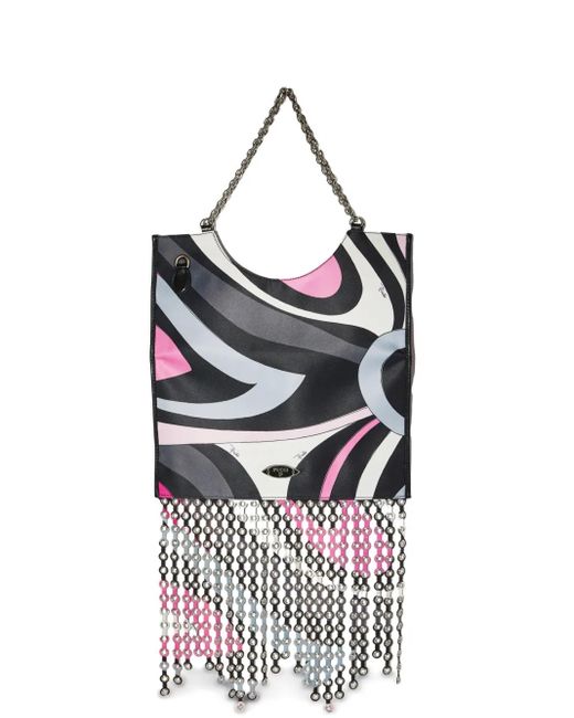 Emilio Pucci White Schultertasche mit Marmo-Print