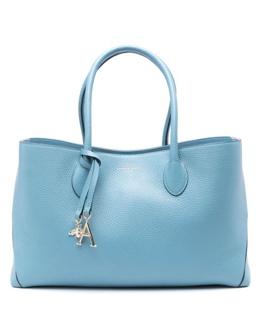 Aspinal Blue London Pebble Leather Tote Bag