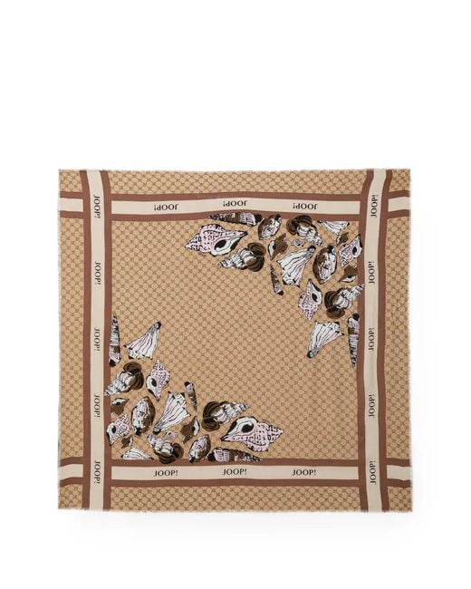 Joop! Natural Écharpe Adalia À Motif Monogrammé Et Imprimé Coquillage