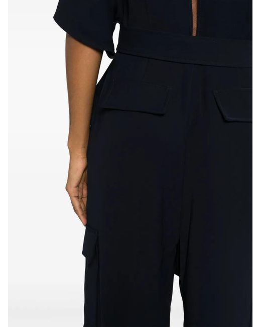 P.A.R.O.S.H. Black Poker Short-Sleeve Jumpsuit