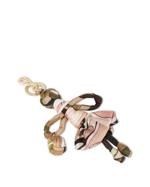 Emilio Pucci Metallic Iride-Print Silk Keychain