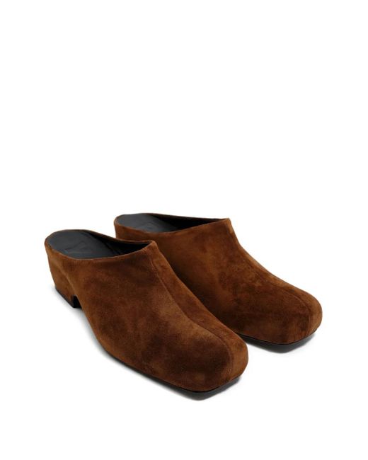 Bimba Y Lola Brown Square-Toe Suede Mules