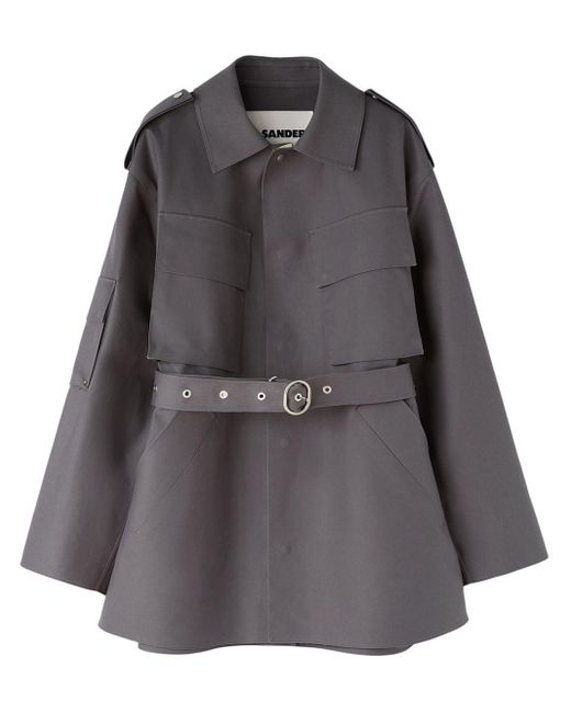 Manteau ceinturé à simple boutonnage Jil Sander pour homme en coloris Gray