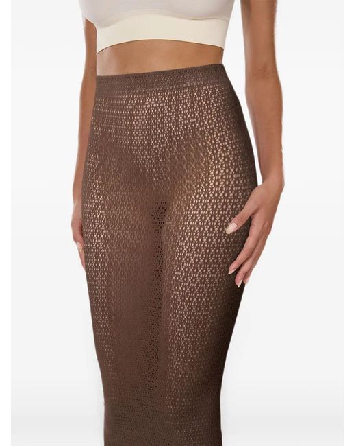 Wolford Brown Daisy Net Midi Skirt