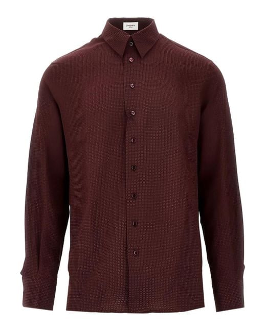 Saint Laurent Red Micro-Dot Silk Shirt for men