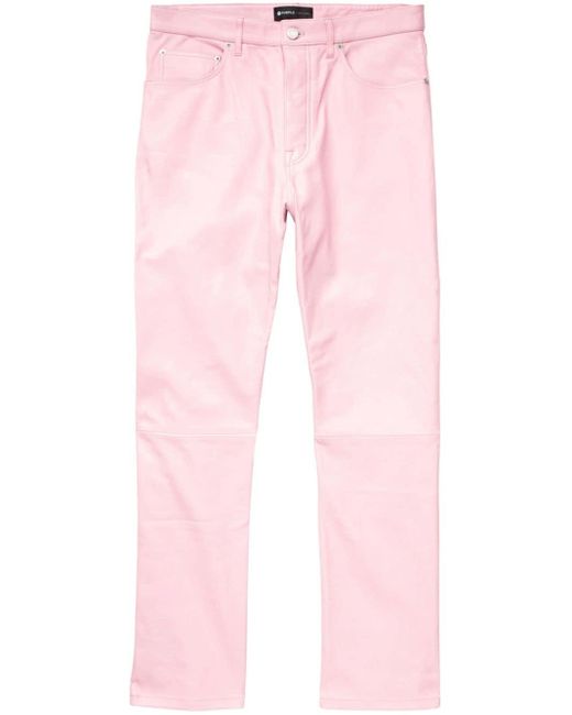 Purple Brand Pink Straight-leg Leather Trousers for men