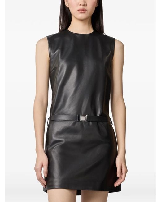 Tod's Black Belted Leather Mini Dress