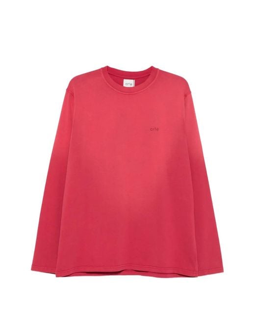 Arte' Red Logo-Print Long-Sleeve Top for men