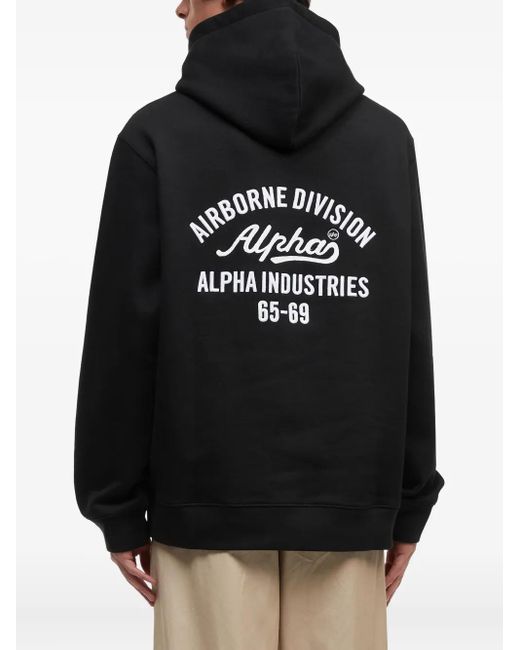 Felpa Con Cappuccio di Alpha Industries in Black da Uomo