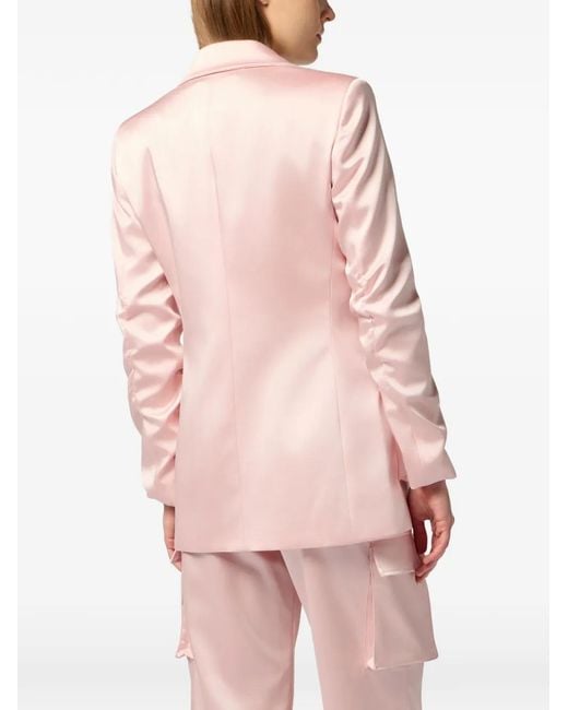 Philipp Plein Pink Satin Flap-Pockets Blazer