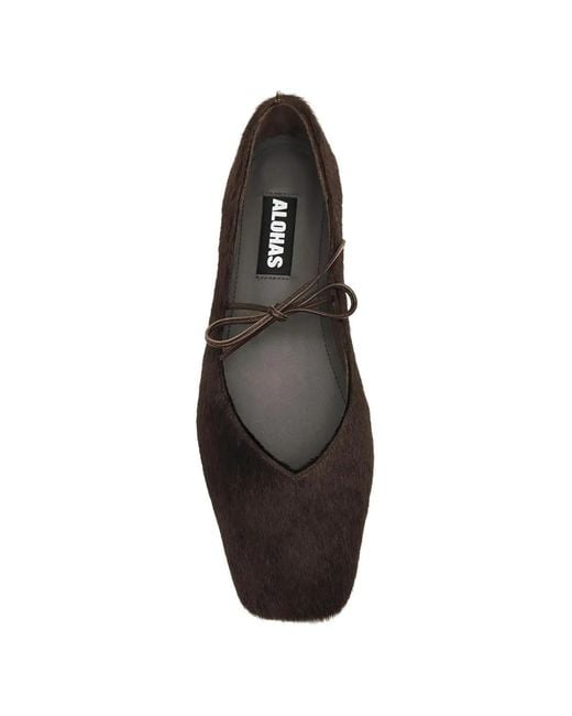 Alohas Black Sway Square Toe Tie Ballet Flats