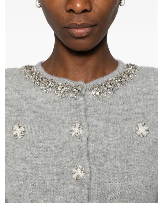 Self-Portrait White Cardigan With Crystal Finishes