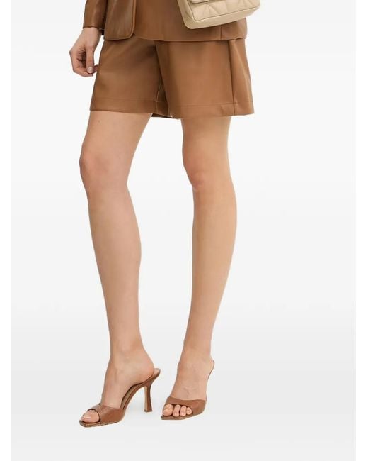 Fracomina White Tailored Faux-Leather Shorts