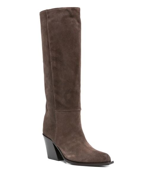 Vic Matié Brown 80Mm Calf-Suede Pointed-Toe Boots