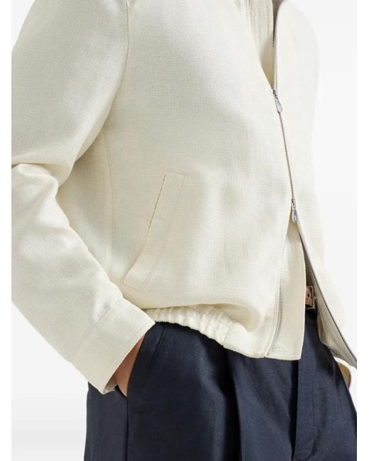 Brunello Cucinelli White Outerwear Jacket With Stand Collar for men