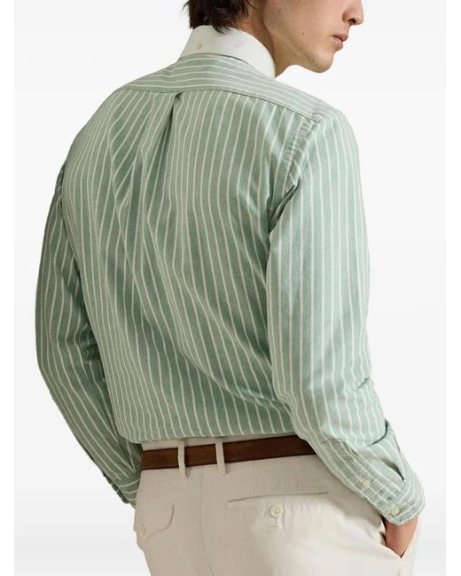 Polo Ralph Lauren Blue Striped Embroidered Oxford Shirt for men