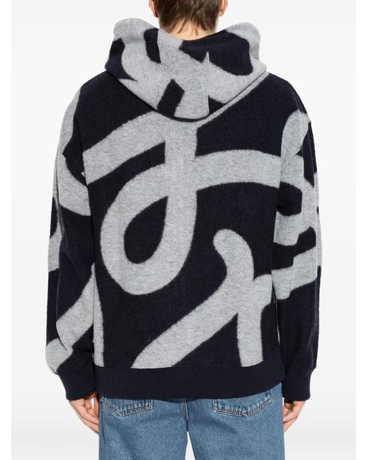 Loewe Blue Patterned Zip-Fastening Sweatshirt for men
