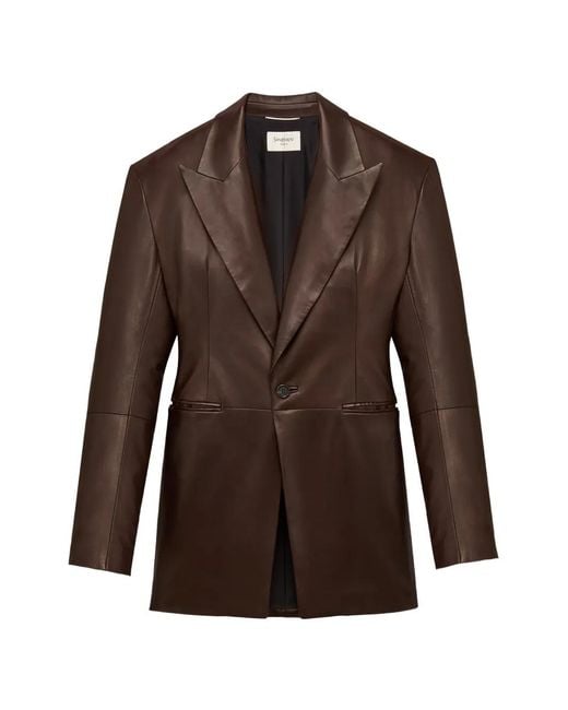 Saint Laurent Brown Peak-Lapel Single-Breasted Jacket for men
