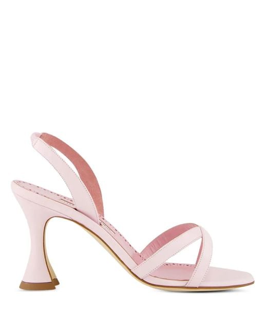 Manolo Blahnik Pink 90Mm Ammoursli Slingback Sculpted-Heel Sandals