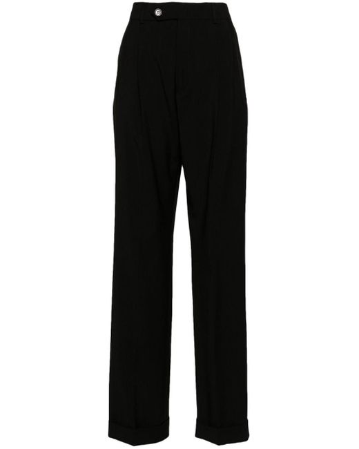 Sportmax Black Mid-rise Pleated Tailored Trousers