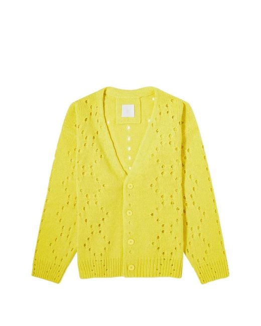 Givenchy Yellow Open Stitch Cardigan for men