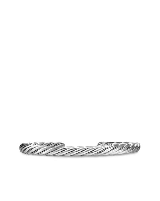 David Yurman White Sterling Cable Cuff Bracelet (6Mm) for men