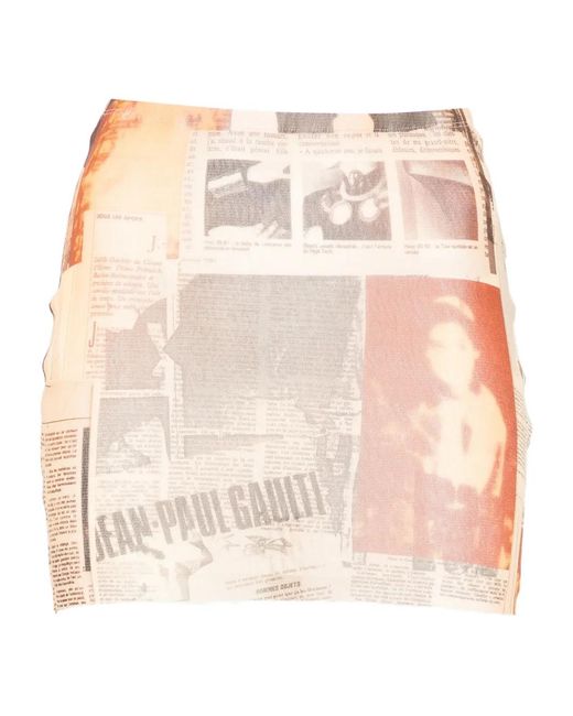 Jean Paul Gaultier Pink Newspaper-Print Mini Skirt