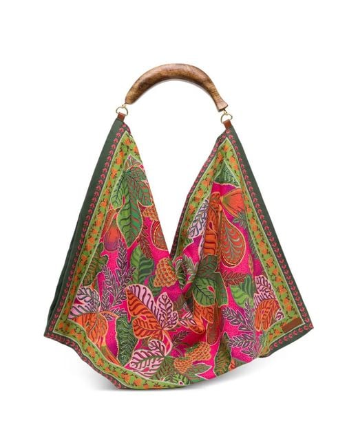 Farm Rio Green Scarf Tote Bag