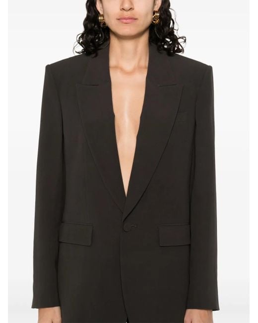 Saint Laurent Black Silk Single-Breasted Blazer
