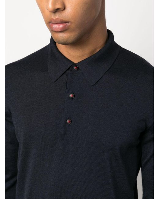 Kiton Blue Long-sleeve Polo Shirt for men
