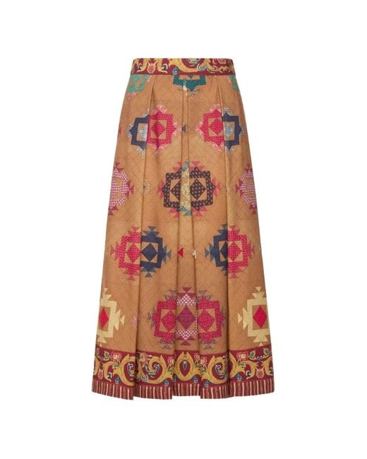 Pierre Louis Mascia White Beatex Geometric-Motif Pleated Midi Skirt