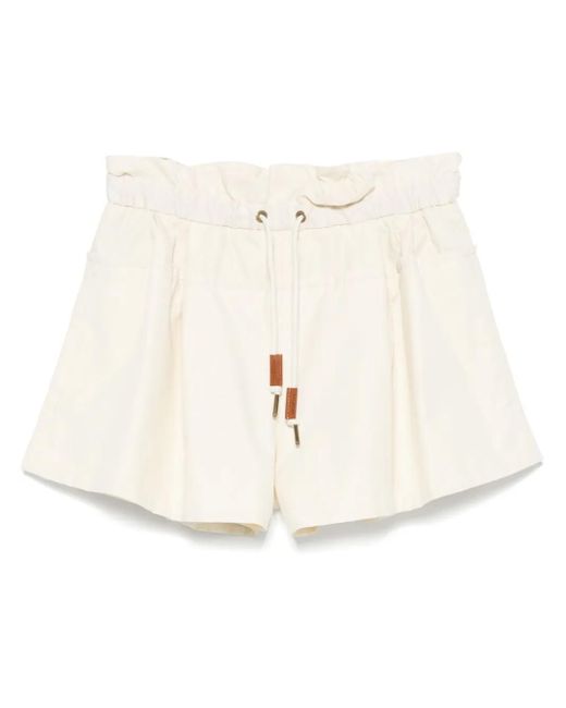 Moncler Natural Shorts With Layered Design And Drawstring On The Front