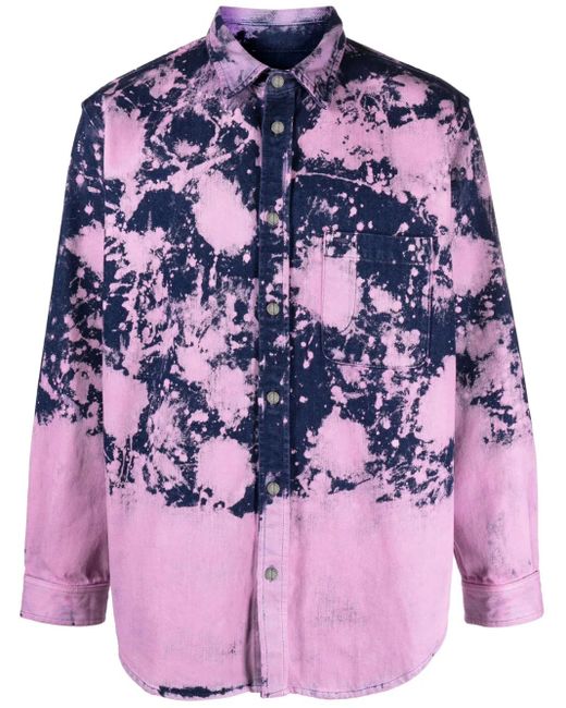 DARKPARK Purple Bleached-Effect Long-Sleeve Shirt for men
