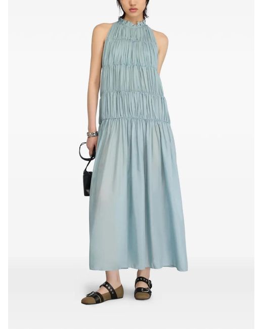 Semicouture Blue Marylou Smocked Tiered Dress