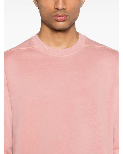 Rick Owens Pink Crew-neck Organic Cotton Sweatshirt for men