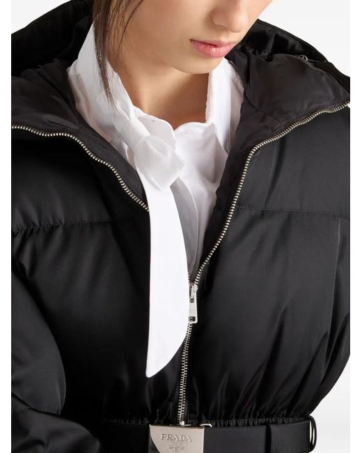 Prada Black Re-Nylon Hooded Down Jacket