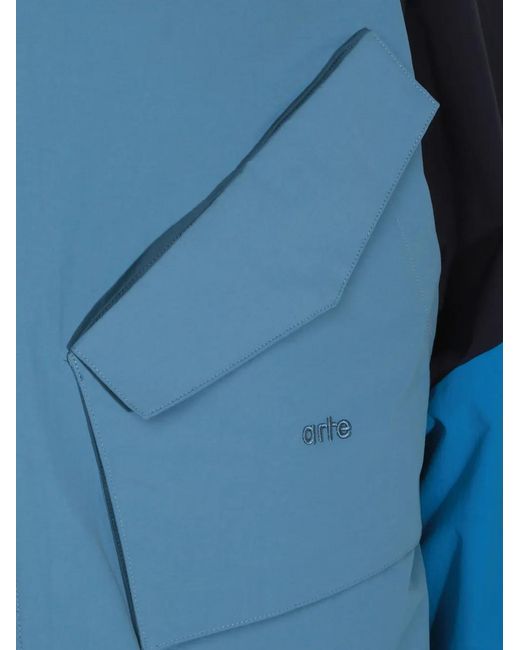 Arte' Blue Veste Colour Block À Capuche for men