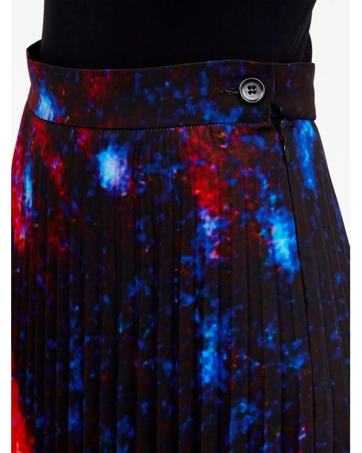 MM6 by Maison Margiela Red Abstract-Print Pleated Skirt