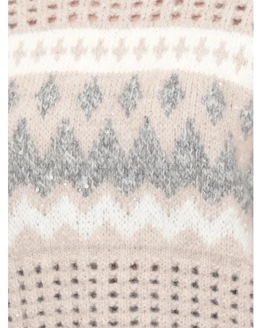 Peserico White Sequin-Embellished Open-Knit Sweater