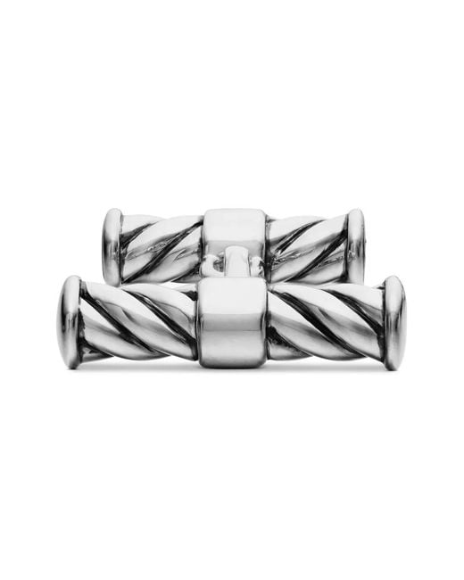 David Yurman White Sterling Cable Elongated Cufflinks (22Mm) for men