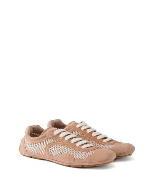 Prada Pink Suede And Mesh Montecarlo Re-Edition 2005 Sneakers
