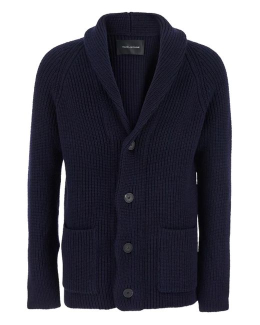 Cardigan Nervuré À Col Châle Tagliatore pour homme en coloris Blue