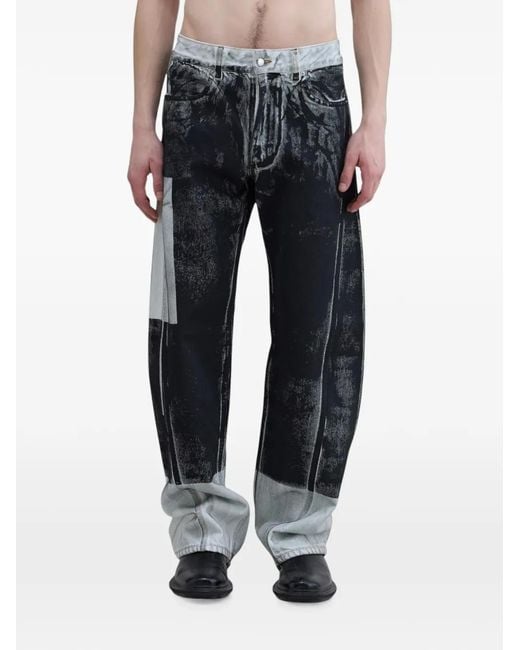 Eckhaus Latta Black Bend Hand-Painted Jeans