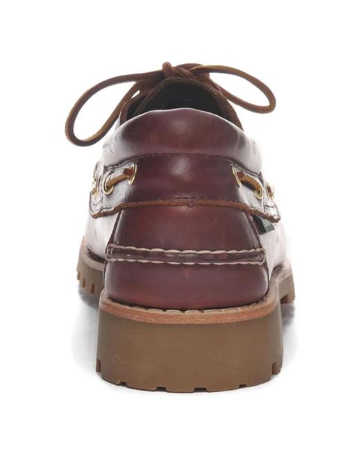 Sebago Brown Leather Lace-Up Loafers for men